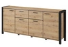 Komoda z szufladami Aktiv 213 cm dąb taurus / czarny funkcjonalna stylowa komoda do salonu w stylu industrialnym i nowoczesnym