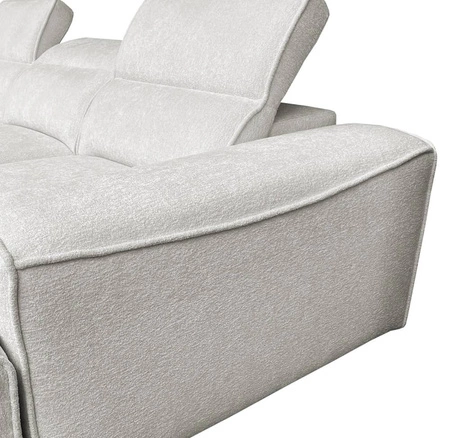 Narożnik z funkcją spania Viano szary prawostronny stylowy narożnik o ciekawym kształcie regulowane zagłówki ozdobne poduszki