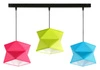 Lampa wisząca potrójna Quasar designerska lampa sufitowa do sypialni z kolorowymi abażurami i czarną metalową podstawą