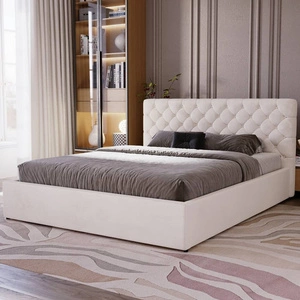 Łóżko tapicerowane Ombo 160x200 beżowe stylowe łóżko z pojemnikiem na pościel wygodny zagłówek zachwyca eleganckim designem