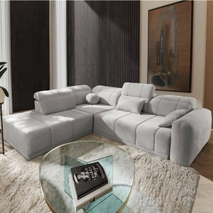 Narożnik z funkcją spania Cetara VII szary popiel lewostronny wysokiej jakości narożnik do salonu z komfortowym przesuwanym oparciem