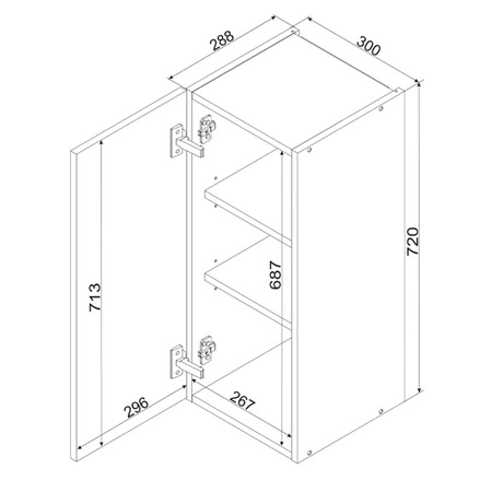 Szafka kuchenna wisząca Clara W30 szafka do kuchni odporna na działanie wilgoci i uszkodzenia czarne metalowe uchwyty