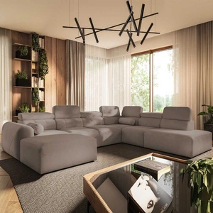 Narożnik z funkcją spania Cantare X ciemny beż lewostronny wygodny narożnik o niebanalnym designie doskonały do przestronnego salonu