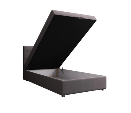 Łóżko kontynentalne Fresno 90x200 szare w nowoczesnym skandynawskim stylu z tapicerowanym zagłówkiem łóżko z pojemnikiem