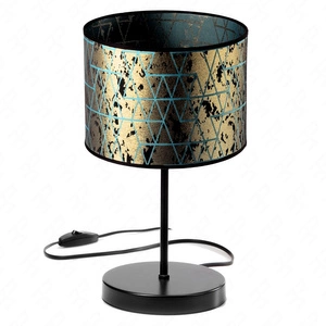 Lampka nocna Wena elegancka lampa do sypialni w stylu glamour z połyskującym na złoto abażurem i metalową podstawą