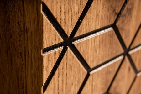 Szafka pod umywalkę Diamond 80 cm dąb wotan / czarny designerska szafka z szufladami w stylu nowoczesnym ryflowanie w kształcie rombów