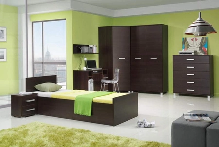 Biurko z szufladami Maximus 100 cm kasztan wenge nowoczesny design mebla obrzeża biurka wykończone zostały specjalną okleiną