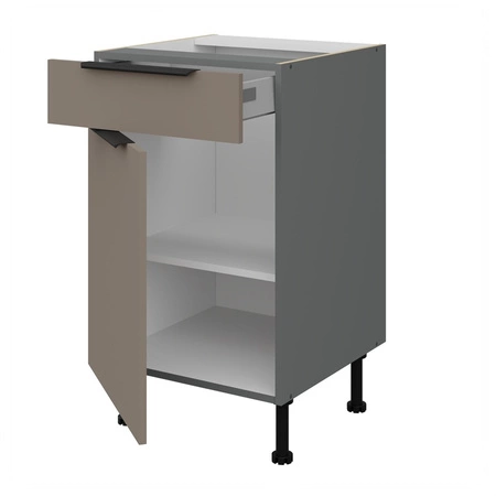 Szafka kuchenna stojąca z szufladą i półką Fiuggi Ant 50 D 1F 1S BB fronty szafki kuchennej wykończone w technologii anti fingerprint