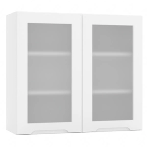 Szafka kuchenna wisząca Zova WS80 biała szafka do kuchni z przeszkleniem odporna na uszkodzenia stylowy frezowany uchwyt