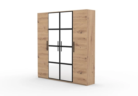 Zestaw mebli do sypialni Malen dąb artisan / czarny nowoczesne meble w minimalistycznym stylu osadzone na wysokiej podstawie