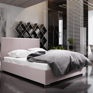 Łóżko tapicerowane Lugo 160x200 pudrowy róż z zagłówkiem w nowoczesnym stylu idealne do sypialni