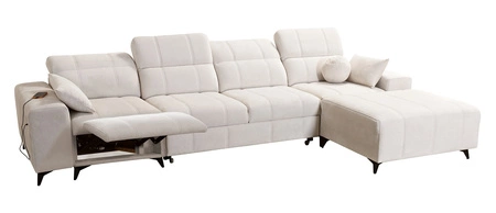 Narożnik z funkcją spania Penejos XII Lux jasny szary prawostronny stylowy narożnik rozkładany z komfortowym wysuwanym podnóżkiem