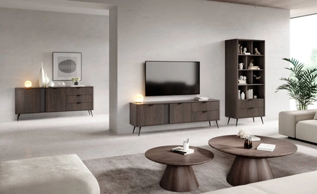 Komoda z szufladami Veris 195 cm dąb dunin / czarny nowoczesny design komody do salonu stylowe uchwyty krawędziowe modna kolorystyka