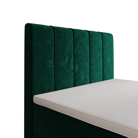 Łóżko kontynentalne Casey 100x200 butelkowa zieleń w nowoczesnym skandynawskim stylu z tapicerowanym zagłówkiem łóżko z pojemnikiem