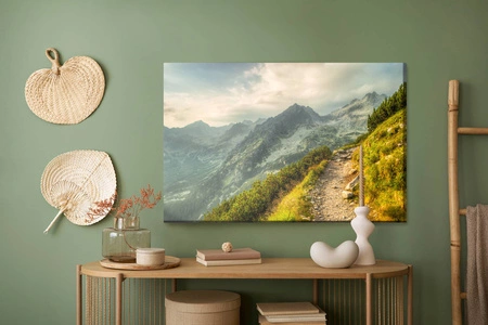 Obraz na płótnie górska wędrówka 100x70 cm ponadczasowa ozdoba każdego wnętrza obraz w wyrazistej kolorystyce wysoka jakość wykonania