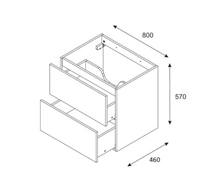 Szafka pod umywalkę Ocean 80 cm dąb olejowany / beżowy nowoczesny design szafki ciekawe poziome ryflowania w kształcie fal
