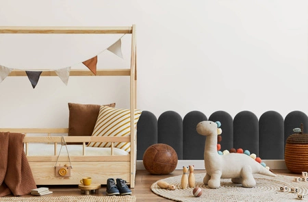 Panel tapicerowany Wally 30x100 cm grafitowy stylowy panel ścienny płotek welurowa tkanina modne wykończenie każdej aranżacji