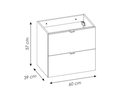 Szafka pod umywalkę Nova 60 cm dąb coast evoke stylowa szafka z szufladami metalowe uchwyty krawędziowe podkreślają elegancję
