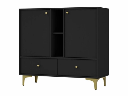 Zestaw mebli do salonu Kioto I czarny grafit stylowy design eleganckie meble w ponadczasowej kolorystyce wzbogacone złotymi dodatkami