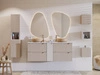 Zestaw mebli łazienkowych Nova beżowy / biały stylowe szafki z gustownym pionowym ryflowaniem podkreślone subtelną kolorystyką