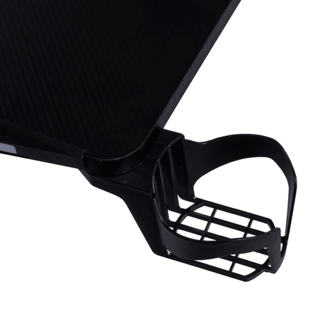 Biurko gamingowe Zone czarne efektowny design stabilna metalowa konstrukcja wzbogacona o oświetlenie LED blat pokryty karbonem