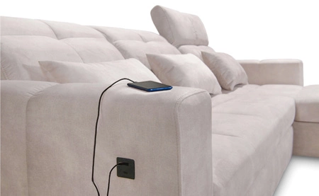 Narożnik z funkcją spania Laredo brązowy prawostronny komfortowy i stylowy narożnik rozkładany z pojemnikiem na pościel