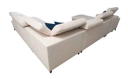 Narożnik z funkcją spania Kelly Sleek VI lawendowy róż lewostronny nowoczesny design narożnik do salonu z regulowanymi zagłówkami