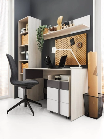 Regał Remona 45 cm dąb wilton biały / biały idealny do pokoju młodzieżowego nowoczesny wygląd pojemny regał na książki