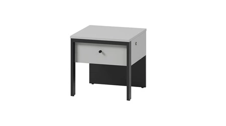 Szafka nocna Gris szary / czarny modna szafka z szufladą do sypialni o nietypowej konstrukcji dyskretne oświetlenie LED