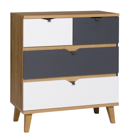 Meblościanka Memone dąb złoty / biały / grafitowy nowoczesny design stylowy zestaw mebli do pokoju młodzieżowego w stylu skandynawskim