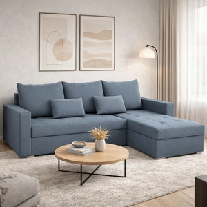 Narożnik z funkcją spania Fasti Bis ciemny szary uniwersalny narożnik z pojemnikiem na pościel gwarancja najwyższego komfortu