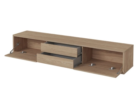 Szafka RTV Frida 180 cm dąb olejowany z możliwością powieszenia nowoczesny design szafki pod telewizor z szufladami bezuchwytowe fronty