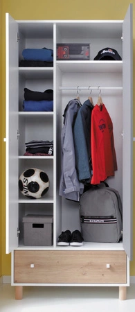 Szafa Beja 80 cm biała / dąb artisam / szara idealna do pokoju młodzieżowego stylowa i pojemna w ciekawych kolorach