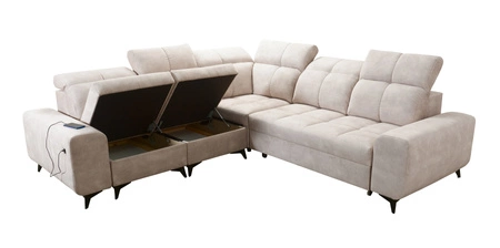 Narożnik z funkcją spania Buffalo III szary popiel lewostronny komfortowy narożnik o estetycznym wykończeniu z pojemnikami na pościel