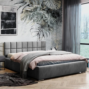 Łóżko tapicerowane Nessa 180x200 szary popiel stylowe łóżko z pojemnikiem na pościel wygodny zagłówek zachwyca eleganckim designem