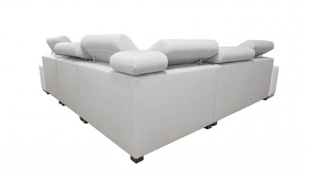 Narożnik z funkcją spania Provo III czarny / biały prawostronny narożnik z pojemnikiem na pościel i regulowanymi zagłówkami