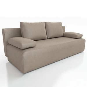 Kanapa rozkładana Zoe ciemny beż funkcjonalna sofa o prostym minimalistycznym designie pojemnik na pościel pluszowa tkanina