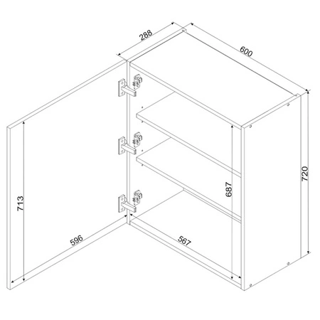 Szafka kuchenna wisząca Clara W60 szafka do kuchni odporna na działanie wilgoci i uszkodzenia czarne metalowe uchwyty