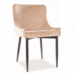 Krzesło tapicerowane Colin beżowe nowoczesne oraz funkcjonalne krzesło do jadalni z metalowymi nogami