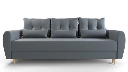 Sofa z funkcją spania Rovigo szary błękit lekka forma o eleganckim charakterze doskonała do każdego wnętrza miękka tkanina