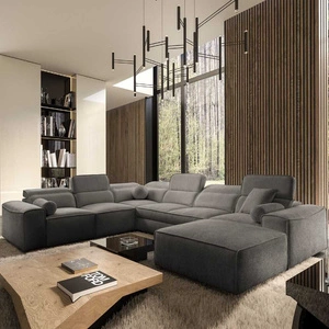 Narożnik z funkcją spania Viano VIII szary prawostronny nowoczesny narożnik rozkładany o ciekawej konstrukcji pojemniki na pościel