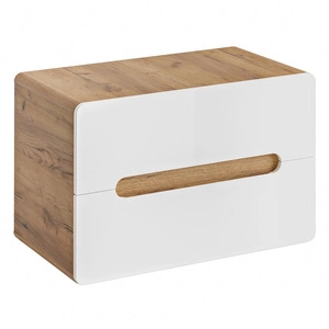 Szafka pod umywalkę nablatową Aruba 80 cm dąb craft złoty / biały połysk funkcjonalna szafka z szufladami odporna na uszkodzenia