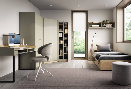 Regał z szufladami Olivio 80 cm eukaliptus / dąb baltic dune elegancki design stabilne wysokie nogi regał z szufladami