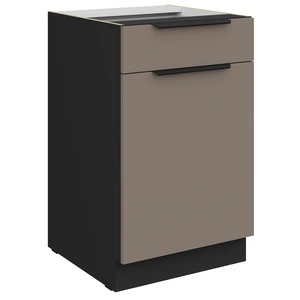 Szafka kuchenna stojąca z szufladą i półką Fiuggi Bl 50 D 1F 1S BB fronty szafki kuchennej wykończone w technologii anti fingerprint