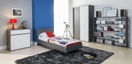 Szafa przesuwna Yugo 120 cm w kolorze popiel / biały połysk nowoczesny oraz funkcjonalny mebel do salonu pokoju młodzieżowego lub biura