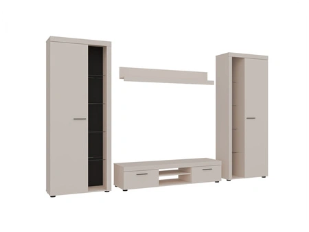 Meblościanka Rene XL beż piaskowy doskonała meblościanka dla miłośników nowoczesnych aranżacji o eleganckim charakterze