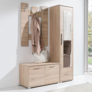 Zestaw mebli do przedpokoju Hit dąb sonoma jasny klasyczny design funkcjonalna oraz praktyczna garderoba do przedpokoju