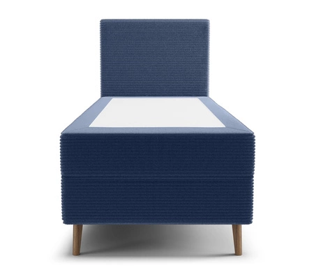 Łóżko kontynentalne Totti 90x200 niebieskie stylowe łóżko z pojemnikiem na pościel trójwymiarowa tkanina o wyrazistych prążkach