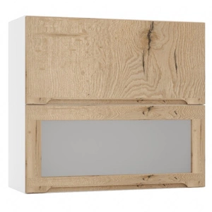 Szafka kuchenna wisząca Zova WS80GRF/2 SD biały / dąb halifax szafka z przeszkleniem z frontami otwieranymi do góry frezowane uchwyty