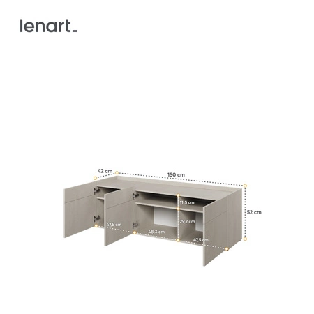 Biurko z nadstawką i szafką Teen Flex 239 cm hikora naturalna / silk flou / raw steel funkcjonalne biurko możliwość narożnego montażu